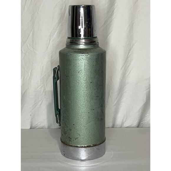 Vintage Stanley Aladdin Thermos Qt Green Hammertone Metal Cup A945DH 1 Gorpcore - Picture 4 of 11